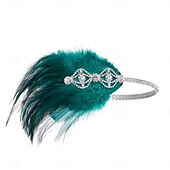 olcso Kiegészítők és még sok más-1920-as évek A nagy Gatsby Flapper fejpánt Gyöngyös karkötő Fülbevaló A nagy Gatsby Toll Retro Csillogó glitter Női Farsang Valentin nap Álarcos mulatság Party estélyi viselet Álarcos mulatság