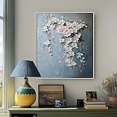 abordables Peintures fleurs/botaniques-Peinture à l&#039;huile de fleurs peintes à la main, peinture de fleurs sauvages, texture 3D faite à la main, peinture de fleurs en fleurs, toile de très grande taille, peinture de flore, art mural,