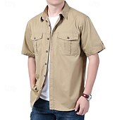 economico Camicie da lavoro da uomo-Per uomo Camicia Camicia Estiva Camicia casual Camicia con Bottoni Camicia cargo Blu Kaki Verde militare Beige Grigio Manica Corta Semplice Colletto a Camicia Vacanza Camicia hawaiana Tasca