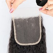 economico Closure e frontal-Chiusura in pizzo trasparente afro crespo e liscio, solo chiusura in capelli umani al 100%, chiusura in pizzo peruviano remy yaki liscio 4x4 per donna