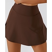 cheap Women&#039;s Skirts &amp; Skorts-US Open Women&#039;s Tennis Skirts Tennis Skirts with Shorts Side Pockets Side Split Stretchable Tennis Golf Pickleball Solid Colored Bottoms Black White Brown Tennis Clothing