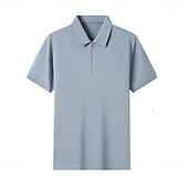cheap Men&#039;s Elite Polo-Men&#039;s Silk Linen Cotton Business Casual Half Zip Short Sleeve Basic Formal Solid Color Zipper Summer Black Dark Navy Sky Blue Dark Green Gray