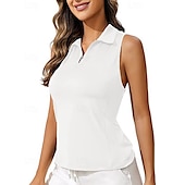 cheap Women&#039;s Shirt-US Open Women&#039;s Workout Tank Top Sport Shirt Sports Tank Top Tank Top Sleeveless Zipper Quick Dry Tennis Golf Pickleball Zip Collar Solid Colored Tank Back Black White Pink Spandex Tennis Clothing