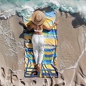 economico set di asciugamani da spiaggia-telo mare stampato, telo mare leggero e anti-sabbia ad asciugatura rapida, ideale per viaggi, piscina e uso all'aperto