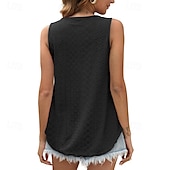 economico Camicie-Per donna Camicie di cotone e lino Blusa Semplice Moderno Casual Senza Maniche Girocollo Top Regolari Quotidiano Uscire Asimmetrico Nero Bianco Rosa Estate