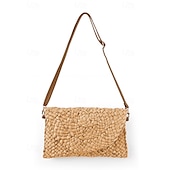 olcso Keresztpántos táskák-női szőtt szalmából készült crossbody táska - boho nyári kuplung állítható vállpánttal strandruhákhoz, üdülőruhákhoz és hétköznapi viseletekhez