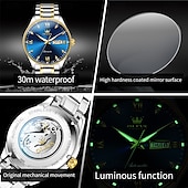 cheap Mechanical Watches-OLEVS Men&#039;s Mechanical Watch, Minimalist Fashion, Automatic Self-Winding, Luminous Date Week, Waterproof Steel Watch