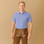 voordelige Overhemden-Oktoberfest Hemd Gingham overhemd Beiers Duits München Weiden Voor heren Doek in traditionele stijl