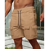 economico All&amp;#39;aperto-Per uomo Pantaloncini cargo Shorts Pantaloncini Estivi Coulisse Elastico in vita Multi-tasche Semplice Comodità Indossabile Lunghezza al ginocchio All&#039;aperto Sport Quotidiano Moda Casual Nero Marrone