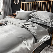 cheap Sheets &amp; Pillowcase-Pure Color Washed Silk Ice Silk Satin Simulated Silk Four-piece Set Summer Home Textile Bedding