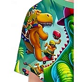 halpa Poikien 3D Eläimet-Poikien 3D Dinosaurus T-paita ja shortsit Setti Lyhythihainen Kesä Kevät Urheilu Muoti Päivittäin Lapset 4-12 vuotta Tiukka pyöreä kaula-aukko ulko- Loma Urheilu Räätälöity istuvuus