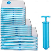 abordables stockage de bagages et de voyage-Lot de 18 sacs de compression sous vide réutilisables pour vêtements, couettes, oreillers, sacs de voyage