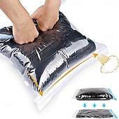 abordables almacenamiento de equipaje y viajes-Paquete de 10 bolsas de compresión para ahorrar espacio en viajes (no se necesita vacío ni bomba), bolsas de almacenamiento al vacío para artículos esenciales de viaje, organizadores de embalaje para