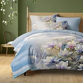 billiga 100% bomull-Blommor Duvet Set 100% Bomull Mjuk och Andningsbar Sängkläder Med Färgglada Blommor Lätt och Hållbar Täcke Bekväm för Alla Säsonger Lätt att Ta Hand Om