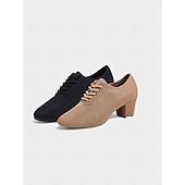 abordables Baskets de danse-Chaussures de danse plates à lacets en maille pour femmes avec semelle en caoutchouc antidérapante – chaussures d&#039;entraînement souples pour la danse de salon, l&#039;entraînement et la danse latine