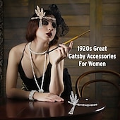 olcso Kiegészítők és még sok más-A nagy Gatsby Flapper fejpánt Gyöngyös karkötő Fülbevaló A nagy Gatsby Toll Retro Csillogó glitter Női Farsang Valentin nap Álarcos mulatság Party estélyi viselet Álarcos mulatság Fesztivál Felnőttek