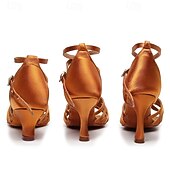 economico Scarpe per balli latini-scarpe da ballo latino nere con cinturini da donna – tacchi da sala da ballo con suola in pelle scamosciata e cinturino alla caviglia per salsa, tango ed eventi di spettacolo