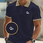 halpa Miesten klassinen poolopaita-Miesten Kuvitettu Polo Lyhythihainen Poolopaidat Kauluspaidat Business Casual ulko- Arki-asut 3D-tulostus Kesä Musta Punastuvan vaaleanpunainen Laivaston sininen