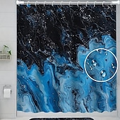 preiswerte Duschvorhänge-Marmor Muster Duschvorhang Set 200 cm hoch duschvorhang waschbar 4-teiliges abstraktes wasserfester Polyester mit rutschfester Badezimmermatte beinhaltet 12 Haken für Badezimmer