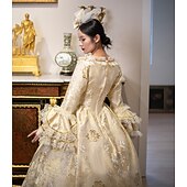 cheap Dresses-Vintage Rococo Renaissance Maxi Dress Normal Juliet Sleeve Princess Bride Pleated Flounced Princess Round Neck Fancy Dress Women's Halloween Carnival Masquerade Party Halloween Performance Adults