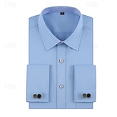 abordables Camisas de vestir para hombres-Hombre Camisa Camisa para Vestido Abotonar la camisa Línea Boda Diario Negro Blanco Amarillo Azul cielo Manga Larga Cuello Vuelto Primavera &amp; Otoño Ropa Bolsillo