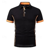 economico Polo classica da uomo-Per uomo Magliette Polo a Nido d&#039;Ape Maglia da golf Lavoro Casuale Bavero Manica Corta Essenziale Moderno Blocco di colori Patchwork Bottoni Estate Vestibilità regolare Nero Bianco Blu marino Verde