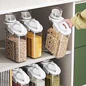 cheap Kitchen Storage-Cereal Containers Storage, 1500/2000/2800 ml Airtight Large Dry Food Storage Containers with Pouring Spout Measuring Cup for Snacks Grain Rice,BPA Free Dispenser Plastic Bin