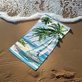 economico set di asciugamani da spiaggia-telo mare stampato, telo mare leggero e anti-sabbia ad asciugatura rapida, ideale per viaggi, piscina e uso all'aperto