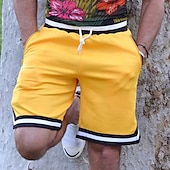 baratos Calções Estilo Casual-Homens calções atléticos Calção Shorts de verão Shorts de basquete Shorts casuais Bolsos Com Cordão Cintura elástica Bloco de cor Conforto Respirável Curto Ao ar livre Férias Desporto Casual Preto