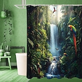 cheap Shower Curtains-Shower Curtain with Hooks 180cm*180cm(70&quot;*70&quot;) Polyester Machine Washable Waterproof Tropical Rainforest Flowers Pattern