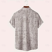 preiswerte Geometrische Muster-Herren Geometrisch Karo / Karomuster Hemd Freizeithemd Knopfhemd Kurzarm Modisch lässig Urlaub Ferien Streetwear Sommer Umlegekragen 3D-Druck Eine Tasche vorne Leinenähnliches Hemd Rosa Blau Purpur