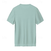tanie Męskie elitarnie koszulki i tank topy-męska jedwabna bawełniana mieszanka lyocellu t-shirt krótki rękaw okrągły dekolt lato gładki żakard elegancki klasyczny okrągły dekolt minimalistyczny wakacje dom bawełna czarny niebieski granatowy top koszulka męska