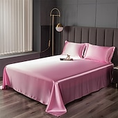 abordables Parures de draps-Drap en soie glacée Pièce unique Drap de satin Drap de soie cool Housse de coussin Ensemble de trois pièces