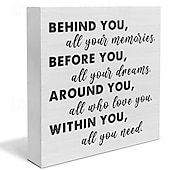 preiswerte Abschlusszeit-Abschluss Spruch Holzbox Schild Deko Schreibtischschild positiv hinter Dir all deine Erinnerungen Holzbox Blockschild rustikal Home Regal Wanddekoration Grad Geschenk