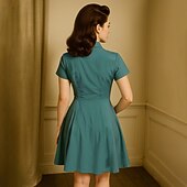 tanie Sukienki-Retro / vintage Lata 50. Mini Sukienka z linii Sukienka koszulowa kowbojka Zapięcie na guziki Druk 3D Strój na bal maskowy Damskie Bal maskowy Urlop Codzienny Herbaciane przyjęcie Dla dorosłych