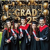 cheap Holiday Tapestries-Congrats Grad Banner Graduation Backdrop Graduation Decorations 2025 Congratulations Graduate Banner Grad Decorations Patio Garden School
