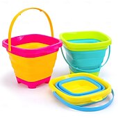 cheap Beach &amp; Outdoor Toys-3 Packs Foldable Pail Bucket 2L Silicone Collapsible Easter Buckets for Kids Multi Purpose for Fun Summer Activities Camping Gear Beach Essentials