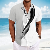voordelige Geometrisch patroon-Voor heren Geometrisch Lijn Abstracte kunst Overhemd Zomer overhemd Overhemd met knopen Korte mouw Mode-casual Vakantie Dagelijks gebruik Strand Kleding Zomer Lente Strijkijzer 3D-afdrukken