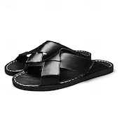 preiswerte Urlaubsandalen-Braune Herren-Sandalen mit Kreuzriemen aus Kunstleder – bequeme Schlupfsandalen mit hochwertiger Lederkonstruktion und verstellbarer Passform, ideal für entspannten Sommerlook und Outdoor-Abenteuer