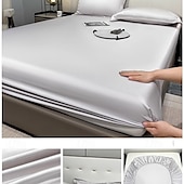 abordables Parures de draps-Ensemble de drap en soie glacée drap de lit simple housse de lit d&#039;été trois pièces protection complète du matelas housse de poussière