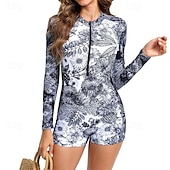 halpa One Pieces Rash Guards-Naisten Ihottumissuoja Uimapuku Etuvetoketju Spandex UV-aurinkosuojaus UPF50+ Nopea kuivuminen Pitkähihainen Uima-asut Uimapuku Lainelautailu Hiekkaranta Vesiurheilu Kesä