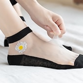 cheap Home Socks-Women Daisy Sheer Socks,Womens Girls Lace Sheer Ankle Sock Thin Mesh Cotton Socks Transparent See Through Tull Low Cut Sock