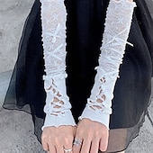 levne Rukávy a šála-rukavice lolita v baletním stylu bílé krajkové rukávy dámské tenké provedení letní ochrana před sluncem pikantní dívka ramínka dlouhé odhalené prsty