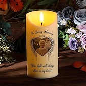 abordables Regalo conmemorativo-Vela LED conmemorativa personalizada, foto personalizada, regalos de condolencia por la pérdida de seres queridos, vela con alas de ángel, elegante luz de recuerdo para dormitorio, decoración del