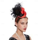 abordables Fascinators-Chapeau fascinateur pour femme, serre-tête pour fête de thé, mini-chapeaux haut de forme, cocktail, fleur, maille, plumes, pince à cheveux