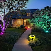 baratos Luzes Subaquáticas-1 pc led solar luzes de chão ao ar livre à prova d&#039;água rgb luz colorida piscina luz terra plug in dupla finalidade split design ip65 à prova d&#039;água pátio jardim gramado caminho piscina fonte paisagem