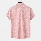cheap Men's Casual Shirts-Men's Shirt Summer Shirt Casual Shirt Beach Shirt Button Up Shirt Pink Blue Gray Short Sleeve Print Lapel Vacation Hawaiian Clothing Apparel Fashion Casual Comfortable