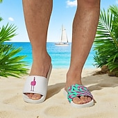 abordables Sandales de Vacances-Sandales à enfiler pour homme, motif flamant rose et motif coloré – style décontracté et amusant pour la plage, la piscine et les vacances d&#039;été