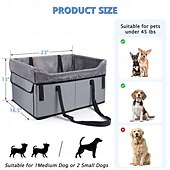 abordables Housses de siège de voiture-Siège d&#039;appoint portable pour animaux de compagnie, siège auto pour petits chiens avec 2 laisses de sécurité à clipser et sangles réglables