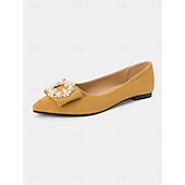 cheap Women&#039;s Flats-Women&#039;s Black Pointed-Toe Flats with Pearl Bow Accent - Elegant Suede Ballet Shoes for Casual Dates and Everyday Outfits